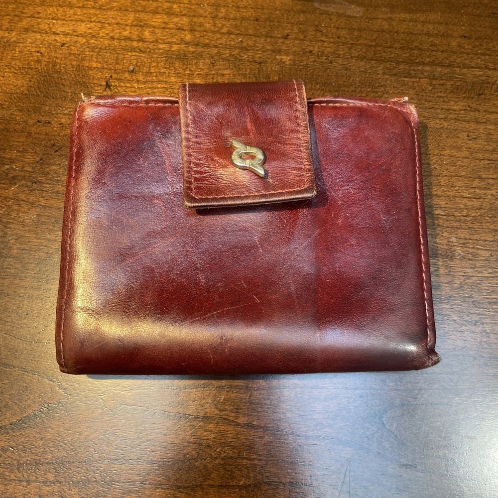 VTG Rolfs Wallet Men's Cowhide Wine Burgundy Cards Photos NOS 5"x4"
